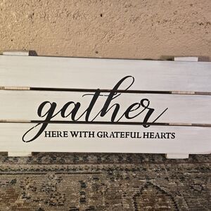 Gather Sign Wall Décor Farmhouse Rustic Home Hanging Rope Vintage Wood Art